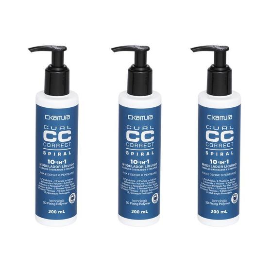 Imagem de Kit 3 Modelador Liquido 10 In 1 Spiral Curl Definer Ckamura