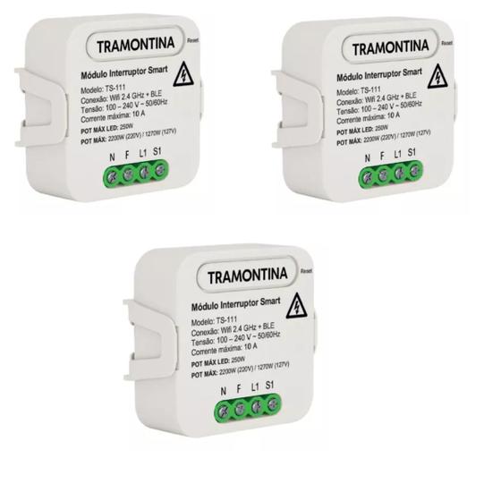 Imagem de Kit 3 Modulo Interruptor 1 Canal Smart Wifi+BLE 100-240V