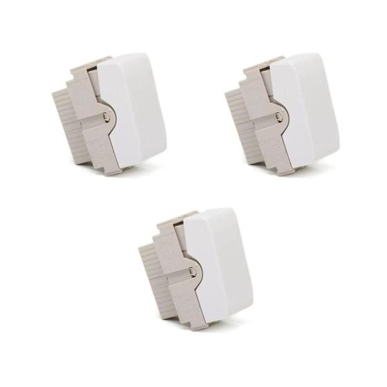 Imagem de Kit 3 Módulo Interruptor 1 Simples Thesi Bticino Branc M2001