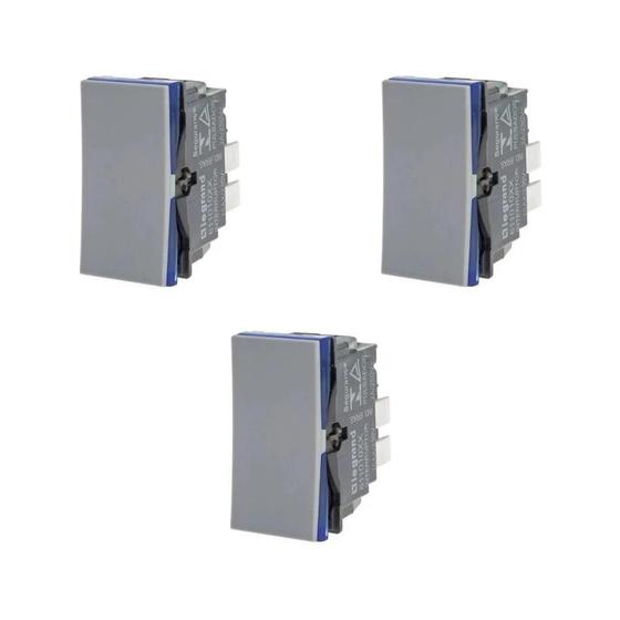 Imagem de Kit 3 Módulo Interruptor Simples Cinza Pial Plus+ 611010CZ