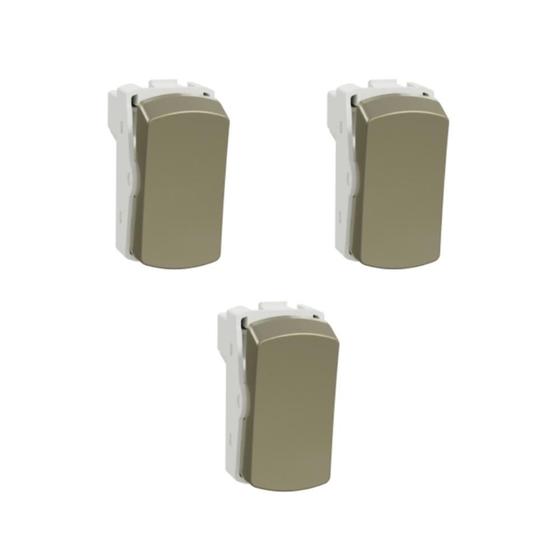 Imagem de Kit 3 Modulo Interruptor Simples Miluz Dourado Schn S3B72013