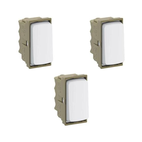 Imagem de Kit 3 Modulos Interruptor Simples Branco Zeffia Pial 680150