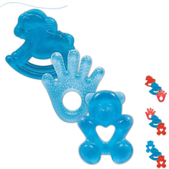 Imagem de Kit 3 mordedores buba infantil bebe com agua resfriavel gelado textura macia