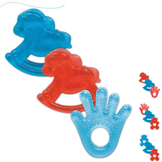 Imagem de Kit 3 mordedores buba infantil bebe com agua resfriavel gelado textura macia