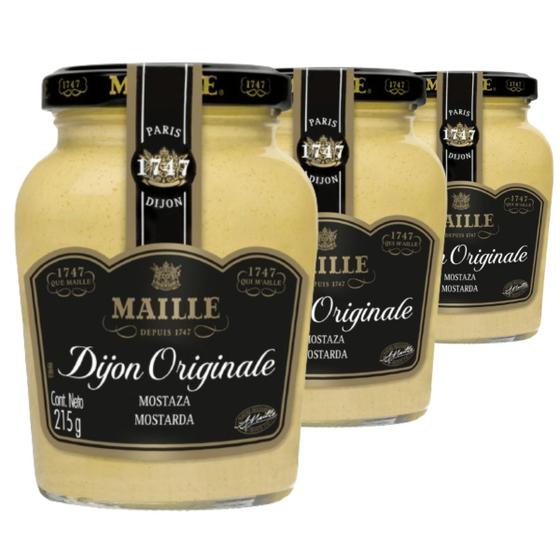 Imagem de Kit 3 Mostarda Francesa Dijon Original Maille Vidro 215g