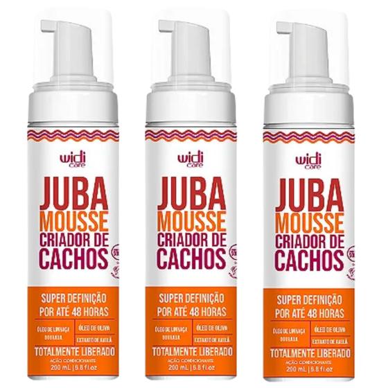 Imagem de Kit 3 Mousse Criador De Cachos Juba Widi Care Super Definição Cabelos Cacheados 180ml