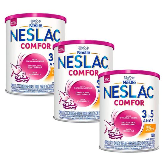 Kit 3 Neslac Comfor Composto Lácteo Zero Lactose 700g Menor preço em Kit 3 Neslac Comfor Composto Lácteo Zero Lactose 700g