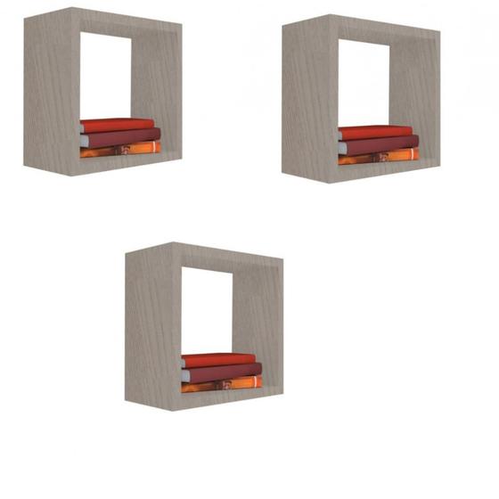 Imagem de Kit 3 Nicho Decorativo 20x20x15 Cm Madeirado Em Mdf F031