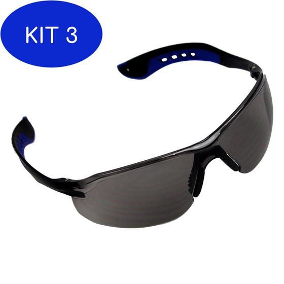 Imagem de Kit 3 Oculos de Segurança Jamaica Cinza Kalipso