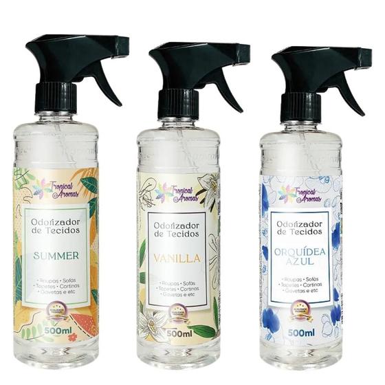 Imagem de Kit 3 Odorizadores De Tecido E Roupas 500ml Aroma Tropical