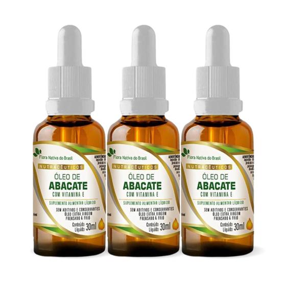 Imagem de Kit 3 Óleo de Abacate com Vitamina E Gotas 30ml Flora Nativa