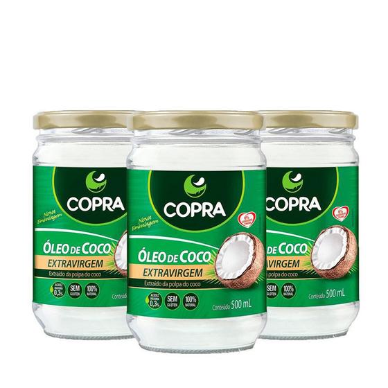 Imagem de Kit 3 Óleo De Coco Extra Virgem 500ml Cada - Copra