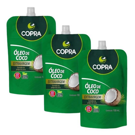 Imagem de Kit 3 Óleo De Coco Extra Virgem Sashe 100ML Copra