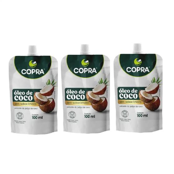 Imagem de Kit 3 Óleo de Coco Extravirgem Copra Pouch 100ml sem sabor