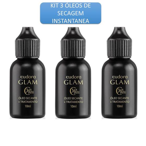 Imagem de Kit 3 óleo de secagem instantânea para esmalte glam 10ml