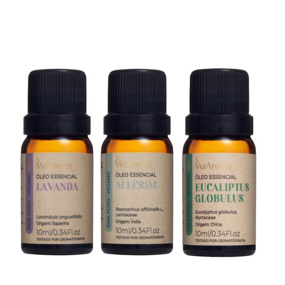 Imagem de Kit 3 Óleo Essencial Via Aroma Lavanda, Alecrim e Eucaliptus 10ml