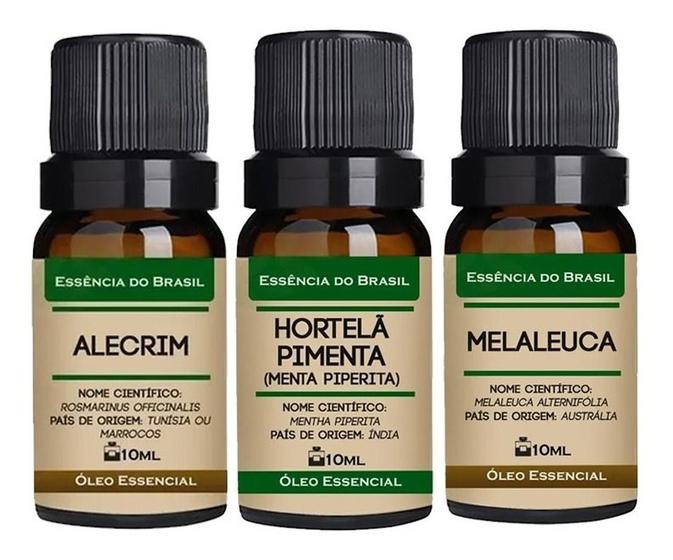 Imagem de Kit 3 Óleos Essenciais 10ml - Alecrim, Hortelã, Melaleuca