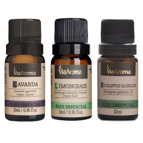 Imagem de Kit 3 Óleos Essenciais Via Aroma 10ml - Lavanda - Lemongrass - Eucaliptus