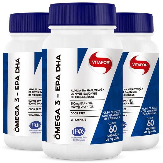 Kit 3 Ômega 3 Epa Dha 1000Mg Vitafor 60 Cápsulas Ômega 3 / Óleo de