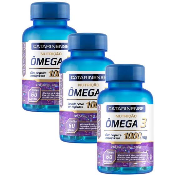 Imagem de Kit 3 Ômega 3 Suplemento 1000mg Catarinense 60 Cápsulas