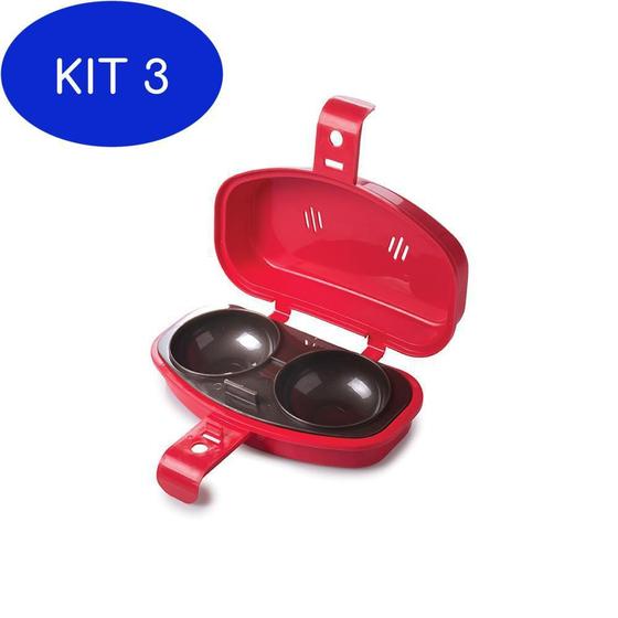 Imagem de Kit 3 Omeleteira Para Microondas Faz Ovo Frito Ovo Poché e Omelete