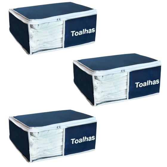 Kit 3 Organizador de Toalhas Azul Marinho 901 Nylon VB HOME Menor preço em Kit 3 Organizador de Toalhas Azul Marinho 901 Nylon VB HOME