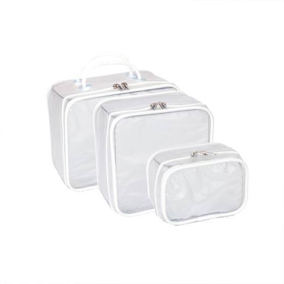 Imagem de Kit 3 Organizador Necessaire Bebe Porta Objetos Transparente