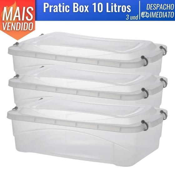 Imagem de Kit 3 Organizadora Plástica  Multiuso Pratic Box 10 L