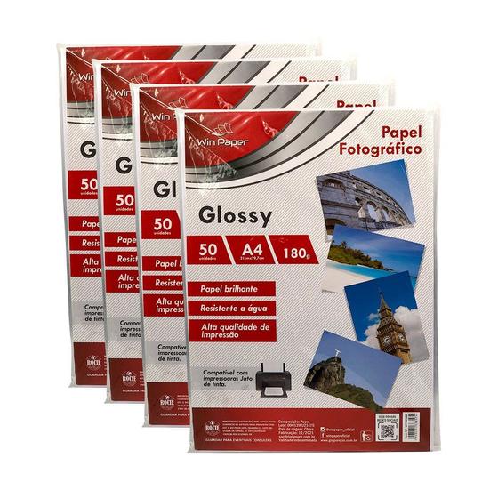 Imagem de Kit 3 ou 6 Pacotes Papel Fotográfico A4 Glossy 180g 50 Folhas