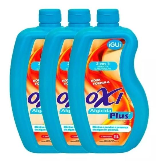 Imagem de Kit 3 Oxi Algicida Plus Igui Original Sua Piscina Sem Algas