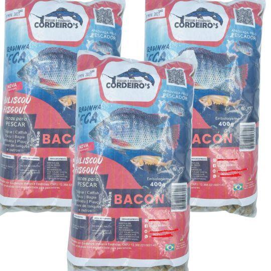 Imagem de Kit 3 Pacote Isca Pesca Furadinha Seca Bacon Tilápia Tambas