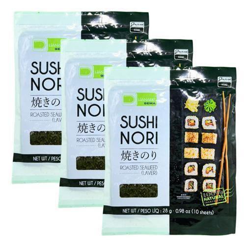 Imagem de Kit 3 Pacotes Alga Nori Para Suhi Temaki Samjin