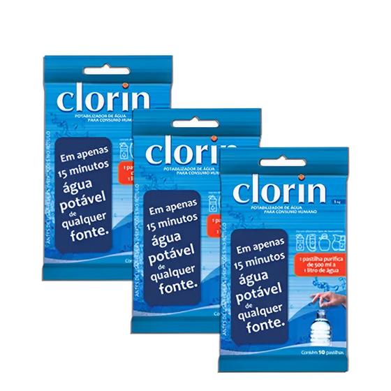 Imagem de Kit 3 Pacotes C/10 Limpa Água Elimina Bactérias e Germes  Clorin 1