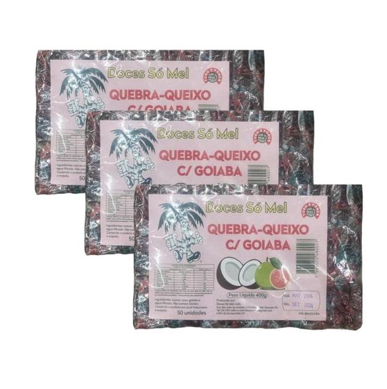 Imagem de Kit 3 Pacotes Com 50 Un Doce Quebra Queixo Com Goiaba 8G