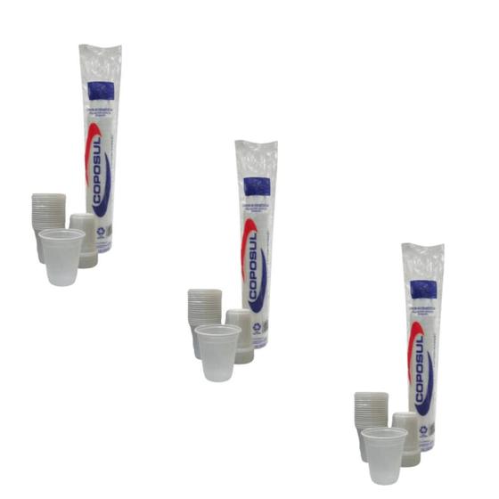 Imagem de Kit 3 Pacotes Copo 180ml Coposul PS Branco Com 100 Unidades