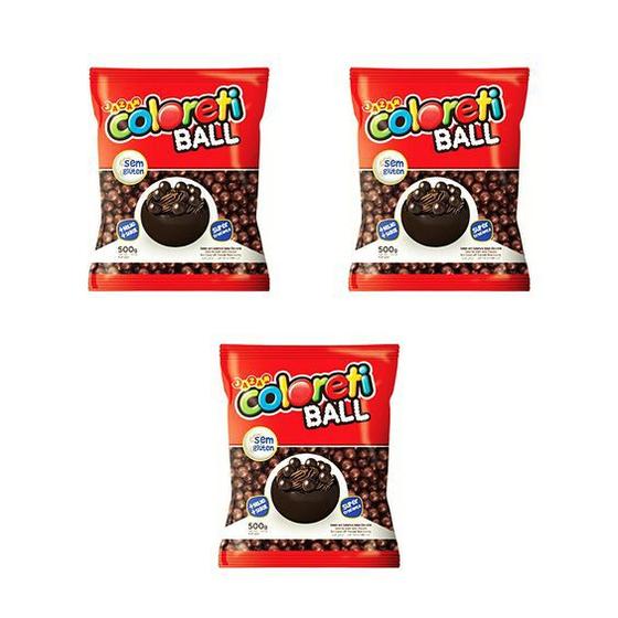 Imagem de Kit 3 Pacotes de Chocolate Ball 500g Perfeito Para o Açaí  