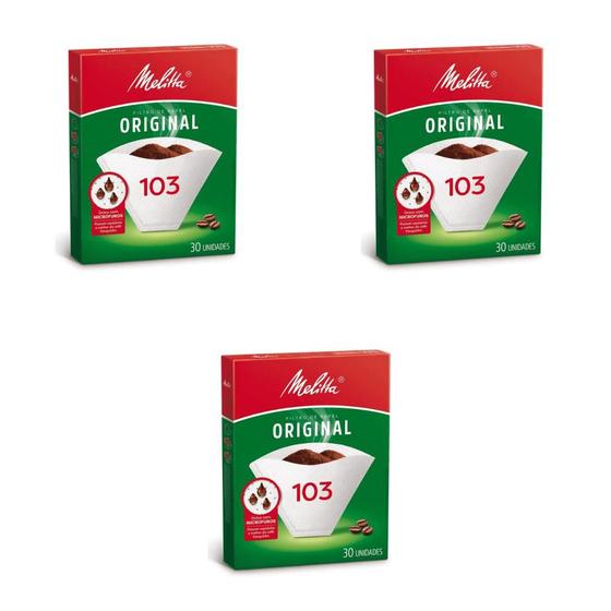 Imagem de Kit 3 Pacotes de Filtros de Papel Melitta 103 com 30 unidades