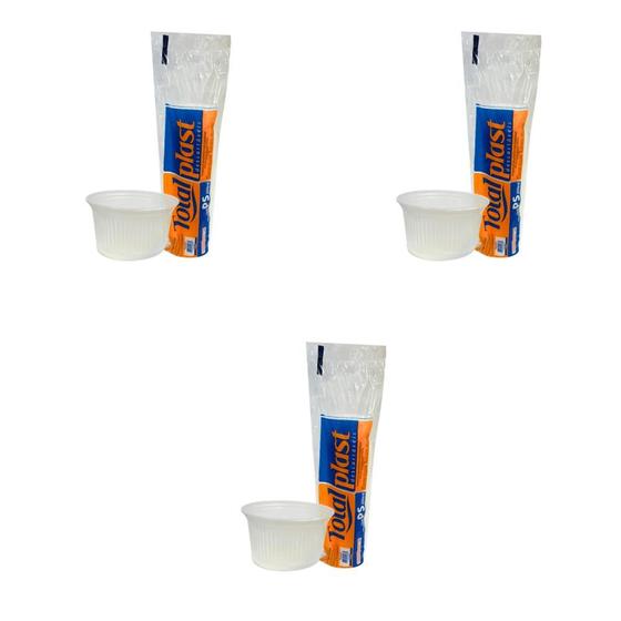 Imagem de Kit 3 Pacotes de Pote de 200ml redondo Transparente PS Totalplast com 50 unidades