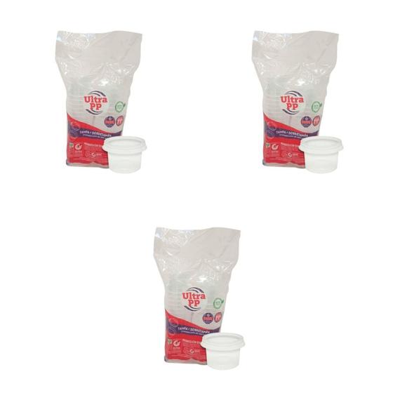 Imagem de Kit 3 Pacotes de Potes de 140ml com tampa PP transparente Ultratherm Replast com 25 unidades