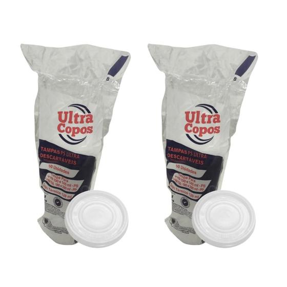 Kit 3 Pacotes de Tampas para Potes 100/145ml e copos PS 150ml/180/200 e 120ml de isopor transparente sem furo PS Ultratherm com 50 unidades - ULTRA DESCARTÁVEIS Imagem de Kit 3 Pacotes de Tampas para Potes 100/145ml e copos PS 150ml/180/200 e 120ml de isopor transparente sem furo PS Ultratherm com 50 unidades
