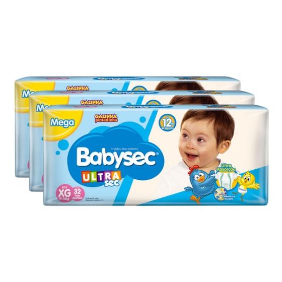 Kit 3 Pacotes Fralda Babysec Ultrasec Galinha Pintadinha Mega - P, M, G, XG, XXG Menor preço em Kit 3 Pacotes Fralda Babysec Ultrasec Galinha Pintadinha Mega - P, M, G, XG, XXG