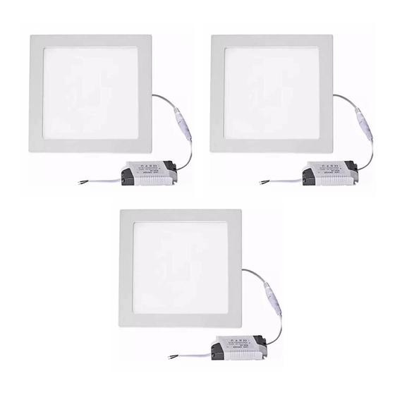 Imagem de Kit 3 Paineis de Led Plafon Sobrepor 25w Quadrado Branco Frio 6500k