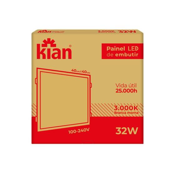 Imagem de Kit 3 Painéis Embutir 32w Quadrada 40x40 Branca Morna Bivolt