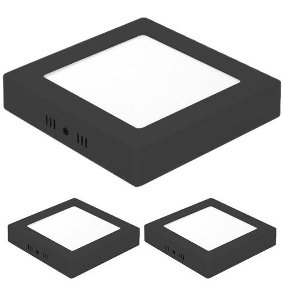 Imagem de KIT 3 Painéis Plafon Led Sobrepor Quadrado Preto 24w Neutro 4000k