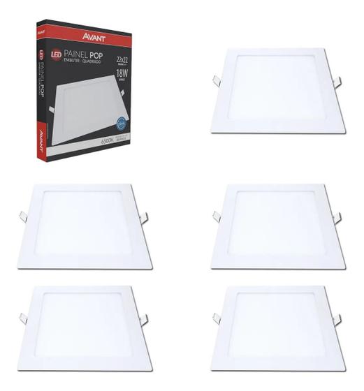 Imagem de Kit 3 Painel Led 18w Embutir Quadrado 6500k Luz Branca Frio