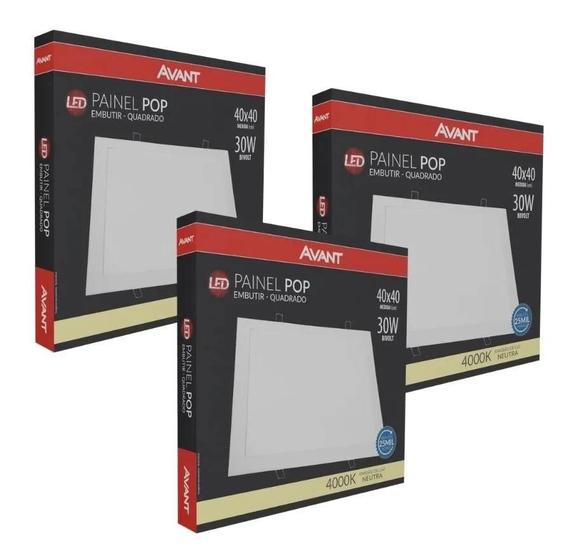 Kit 3 Painel Led Embutir 18w 22x22 Luz Branco Neutro 4000k Menor preço em Kit 3 Painel Led Embutir 18w 22x22 Luz Branco Neutro 4000k