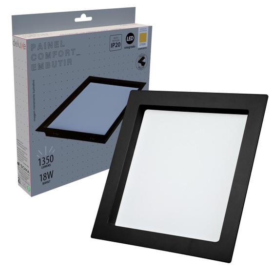 Imagem de Kit 3 Painel Led Embutir Recuado Preto 18w Branco Quente 2700K