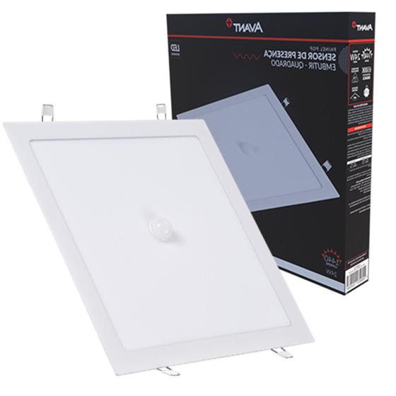 Imagem de Kit 3 Painel Plafon Quadrado Embutir 24w Com Sensor Presença 6500K