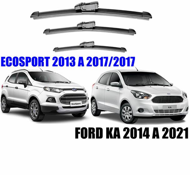 Imagem de Kit 3 Palheta Limpador de Parabrisa Ford Ecosport 2013 2014 2015 2016 2017 E FORD KA 2014 2015 2016 2017 2018 2019 2020 2021