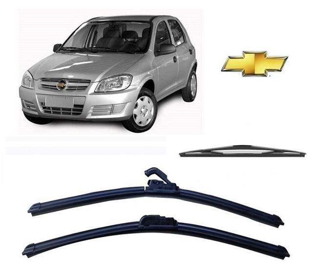 Imagem de Kit 3 Palhetas Limpador de Parabrisa Dianteiro + Traseiro Chevrolet Celta ano 2001 2002 e 2003
